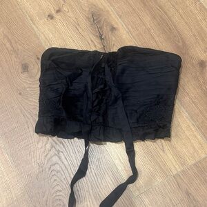 Free People Black Strapless Lace Top